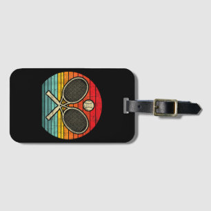 Retro Vintage Crossed Tennis Racket - Sports Lover Luggage Tag