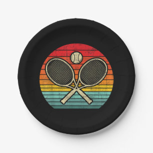 Retro Vintage Crossed Tennis Racket - Sports Lover Paper Plates