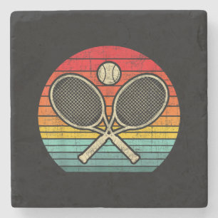 Retro Vintage Crossed Tennis Racket - Sports Lover Stone Coaster