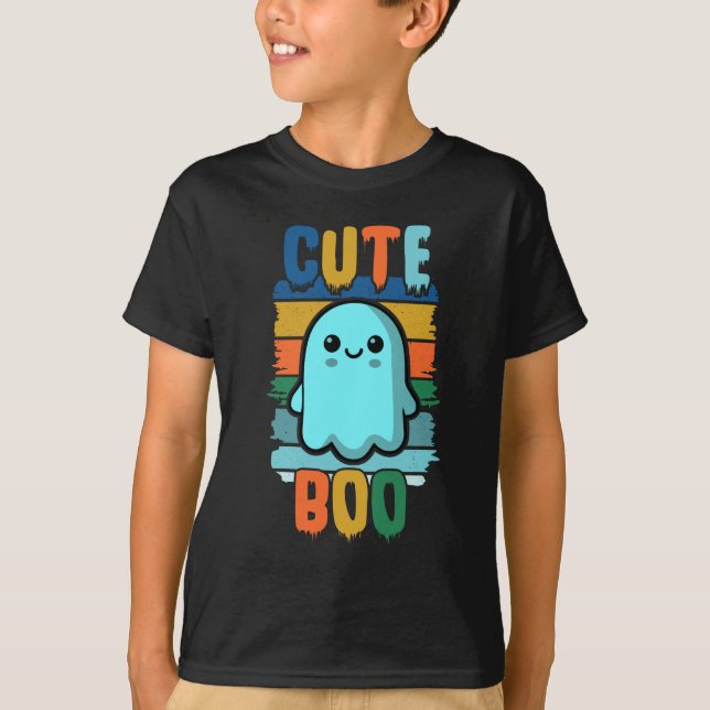 Retro Vintage Cute Halloween Ghost T-Shirt (Front)