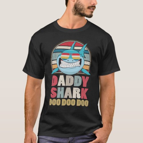 Retro Vintage Daddy Sharks Tshirt gift for Father