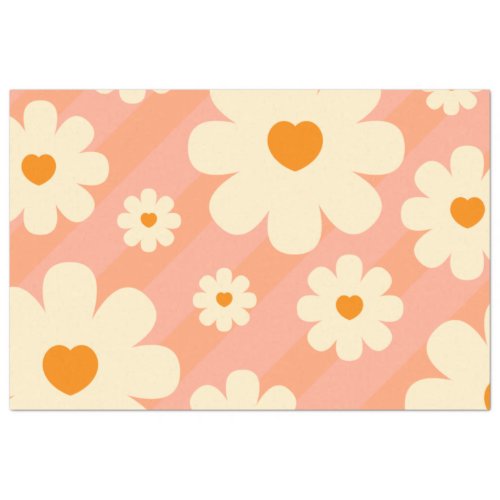 Retro Vintage Daisy Floral Botanical  70S Abstrac Tissue Paper