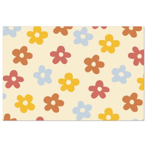Retro Vintage Daisy Floral Botanical  70S Abstract Tissue Paper