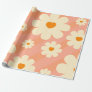 Retro Vintage Daisy Floral Botanical  70S Abstract Wrapping Paper