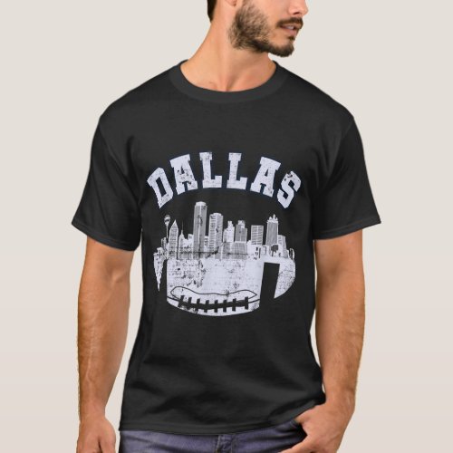 Retro Vintage Dallas Texas Cityscape Football T_Shirt