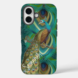 Retro Vintage Damask Peacock Feathers iPhone 16 Case
