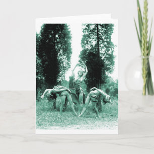Retro Vintage Dancing Women Wild Women Card