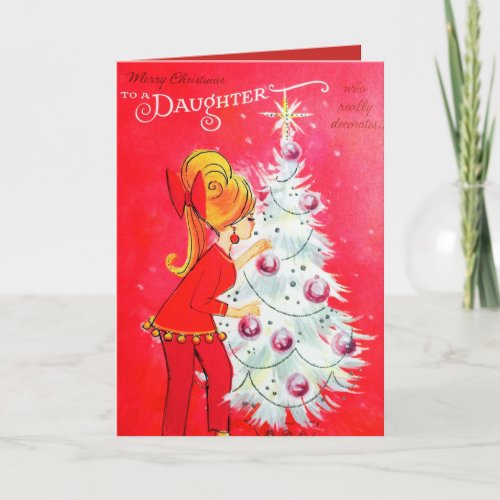 retro Vintage Daughter Christmas add text card