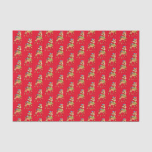 retro vintage deer Christmas tiled  Tissue Paper