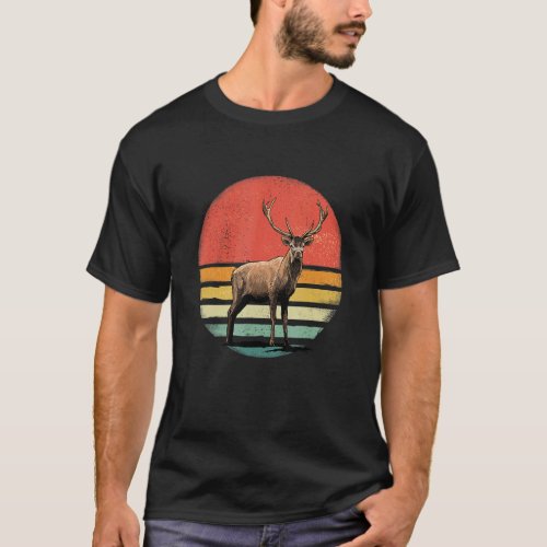 Retro Vintage Deer Elk Hunting Animal Wildlife Dee T_Shirt