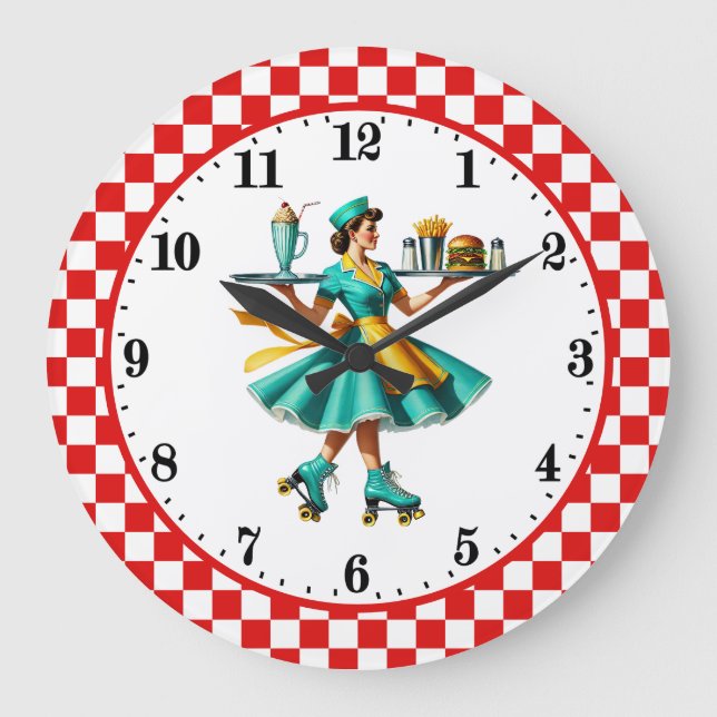 Retro vintage diner server 50's large clock (Front)