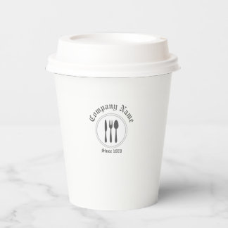 Retro Vintage Diner Spoon, Fork, Knife, Plate Gray Paper Cups