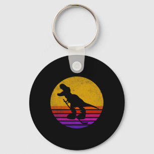 Retro Vintage Dinosaur Ice Hockey Dinosaur Keychain