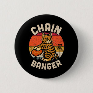 Retro Vintage Disc Golfer Cat Chain Nger Disc Golf Button