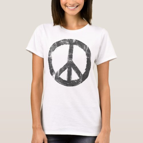 Retro Vintage Distressed Design Peace Sign  T_Shirt