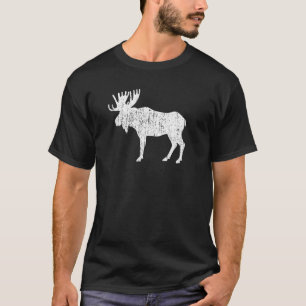 Retro Vintage Distressed Moose T shirt