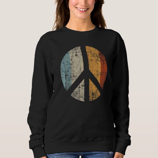 Retro Vintage Distressed Peace Sign Sweatshirt (Front)