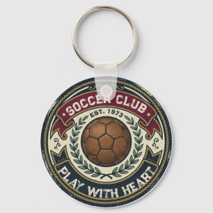 Retro Vintage Distressed Soccer Club Badge Keychain