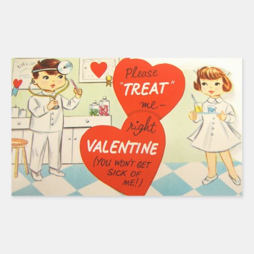 Retro Vintage Doctor Nurse Valentine sticker