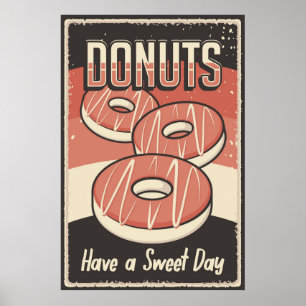 retro vintage donuts business  poster