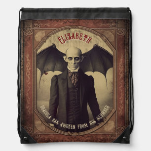 Retro Vintage Dracula Drawstring Bag
