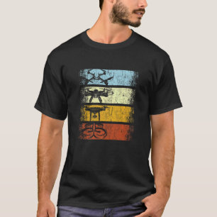 Retro Vintage Drones Drone Quadrocopter Drone Pilo T-Shirt