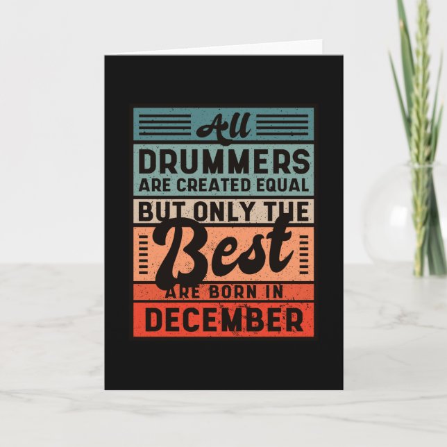 Retro Vintage Drummer Birthday December Card (Front)