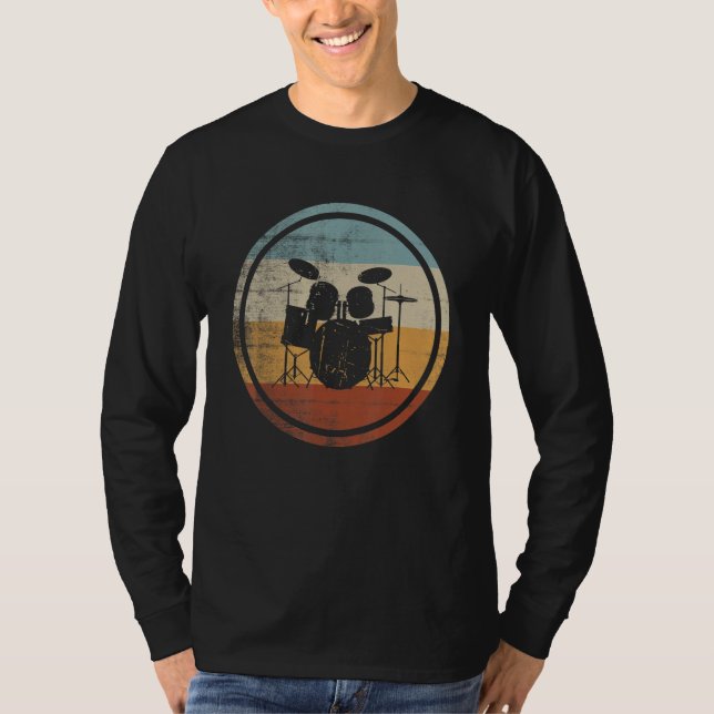 Retro Vintage Drummer Percussionist Drums T-Shirt (Front)