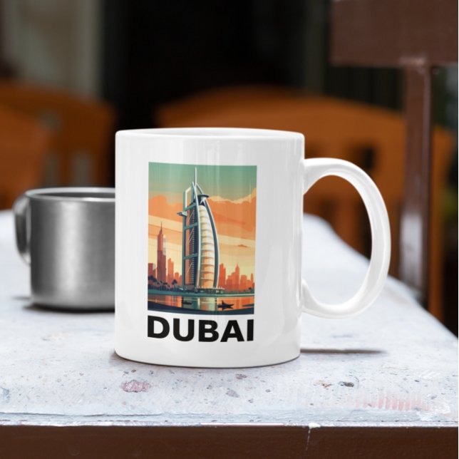 Retro Vintage Dubai UAE Skyline Coffee Mug (Retro Vintage Dubai UAE Skyline Coffee Mug)