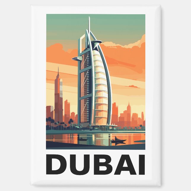 Retro Vintage Dubai UAE Travel Magnet (Front)