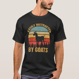 Retro Vintage Easily Distracted By Goats Funny Goa T-Shirt