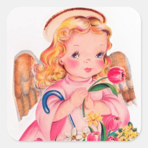 Retro vintage Easter Angel Holiday sticker