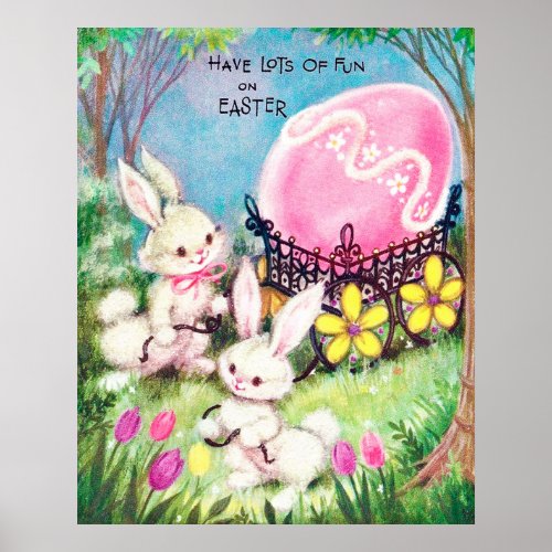 retro vintage Easter bunnies decor