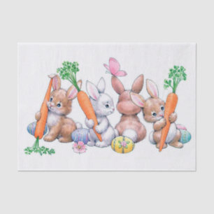 retro vintage Easter bunnies Holiday party Tissue Paper