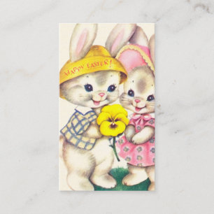 retro vintage Easter bunnines add greeting Business Card