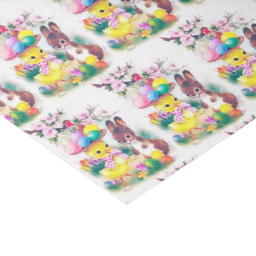 retro vintage easter bunny chick party tissue paper