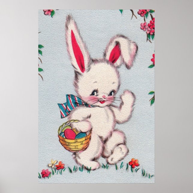 retro vintage Easter bunny decor poster (Front)