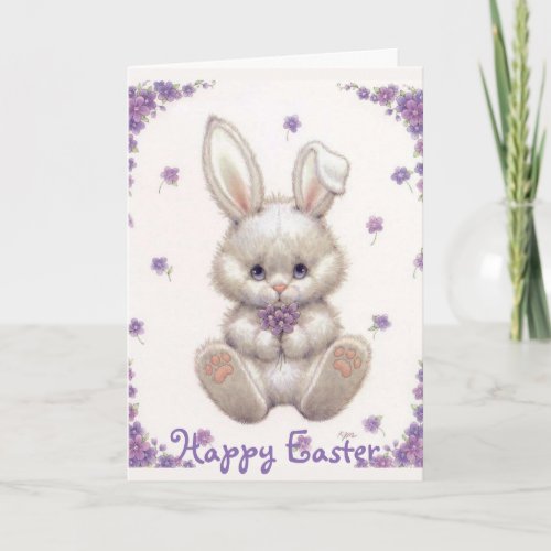 RetroVintage Easter Bunny Holiday Card