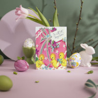 Retro vintage Easter bunny Holiday Card