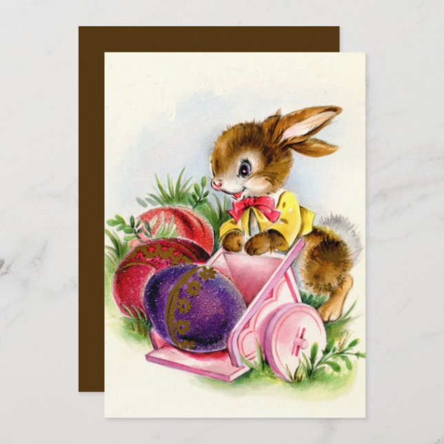 retro vintage Easter bunny Holiday Card (Front/Back)