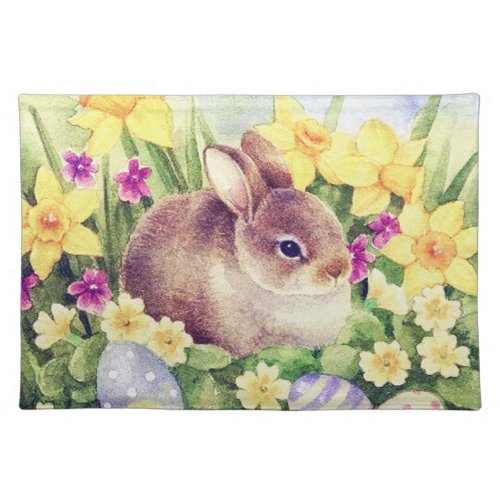 retro vintage Easter bunny Holiday Cloth Placemat