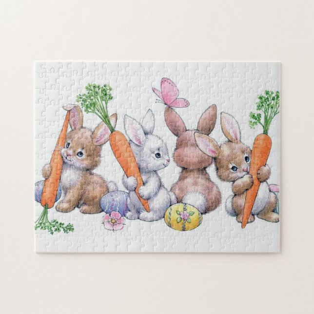 retro vintage Easter bunny Holiday Jigsaw Puzzle (Horizontal)