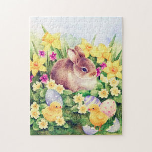 retro vintage Easter bunny Holiday Jigsaw Puzzle