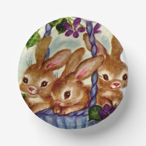 retro vintage Easter bunny Holiday party  Paper Bowls