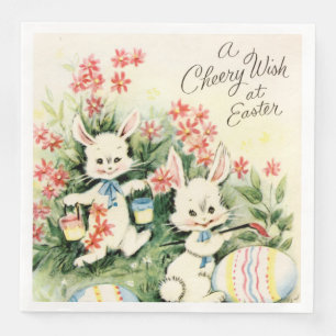 retro vintage Easter bunny Holiday party Paper Dinner Napkins