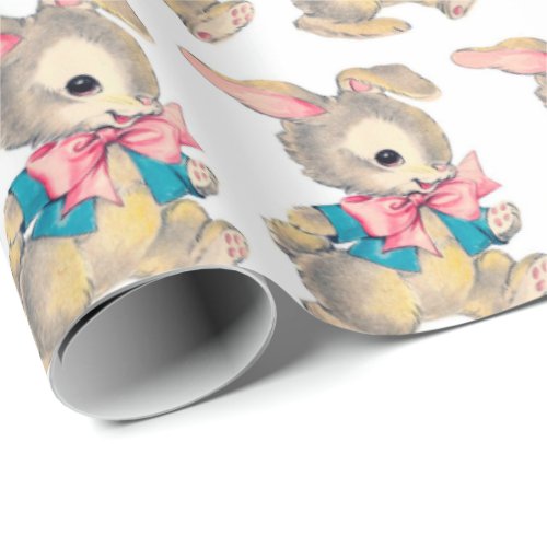 Retro vintage Easter bunny Holiday party Wrapping Paper