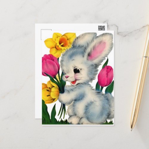 retro vintage Easter bunny Holiday  Postcard