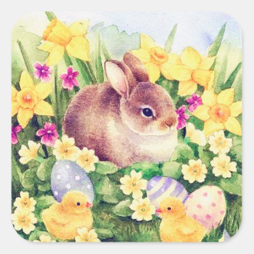 Retro vintage Easter bunny sticker