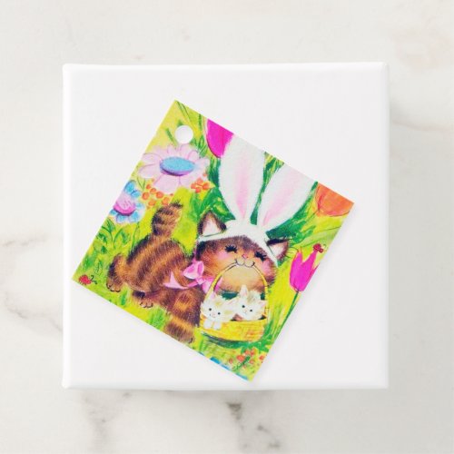 retro vintage Easter cat Holiday party Favor Tags