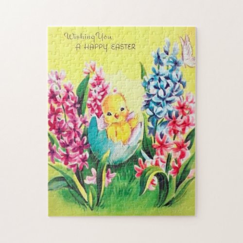 retro vintage Easter chick Jigsaw Puzzle